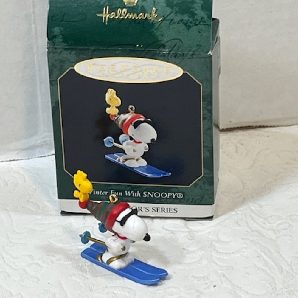 VTG '99 "Winter Fun With Snoopy" Hallmark Keepsake Miniature Christmas Ornament